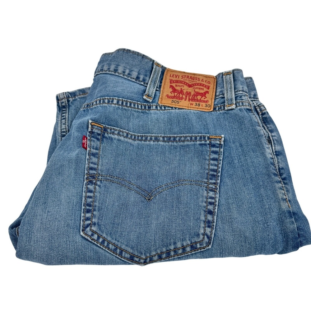 Levi's 505 Jeans Mens 38x30 (39x29 ACTUAL)‎ Regular Fit Straight Leg Blue Denim